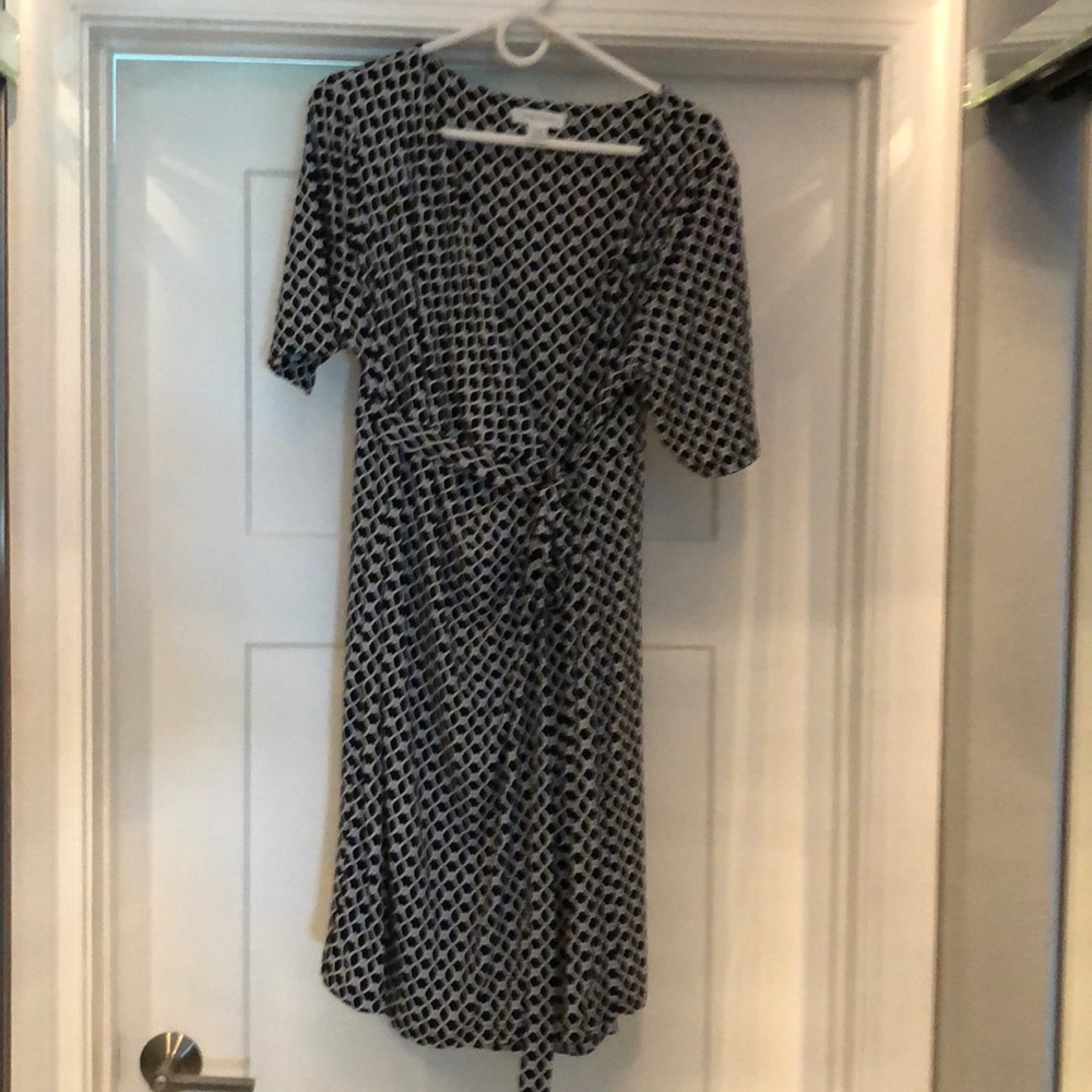 Navy printed wrap dress